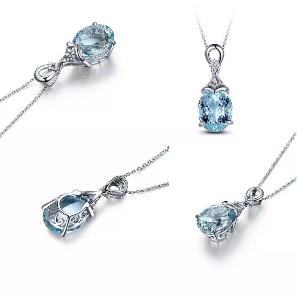 New Light blue natural stone necklace pendant - Picture 4 of 8